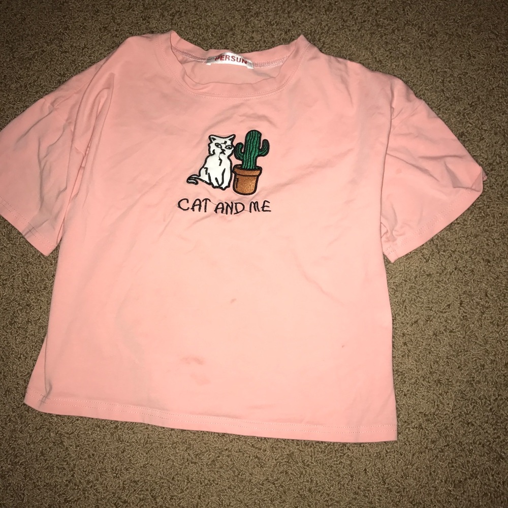 cat and me baby pink tee